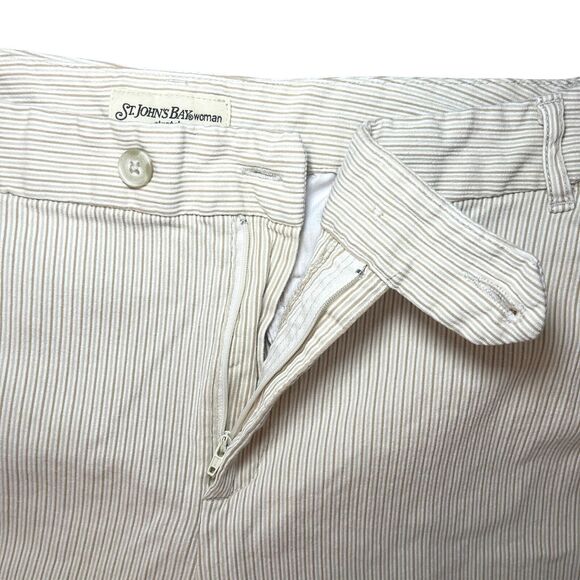 St. John's Bay Stretch Women's Cream & Tan Striped Spandex Blend Capris Size 18W - Picture 6 of 13